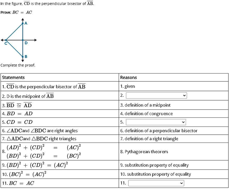 In the figure, is the perpendicular bisector of . Prove: A line CD is a perpendicular-example-1