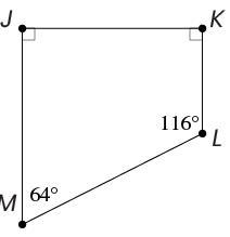 Which angle in this quadrilateral is an obtuse angle? Angle J Angle K Angle L Angle-example-1