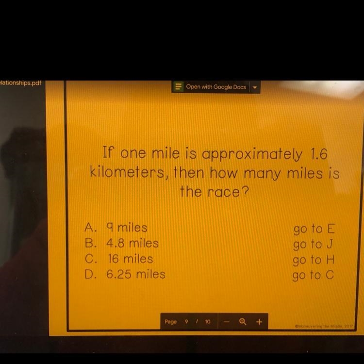 If one mile is aprox 1.6 kilometers the how many miles is the race-example-1