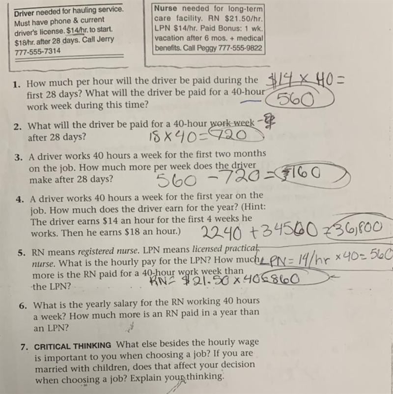 What is the yearly salary for the RN working 40 hours a week? How much more is an-example-1