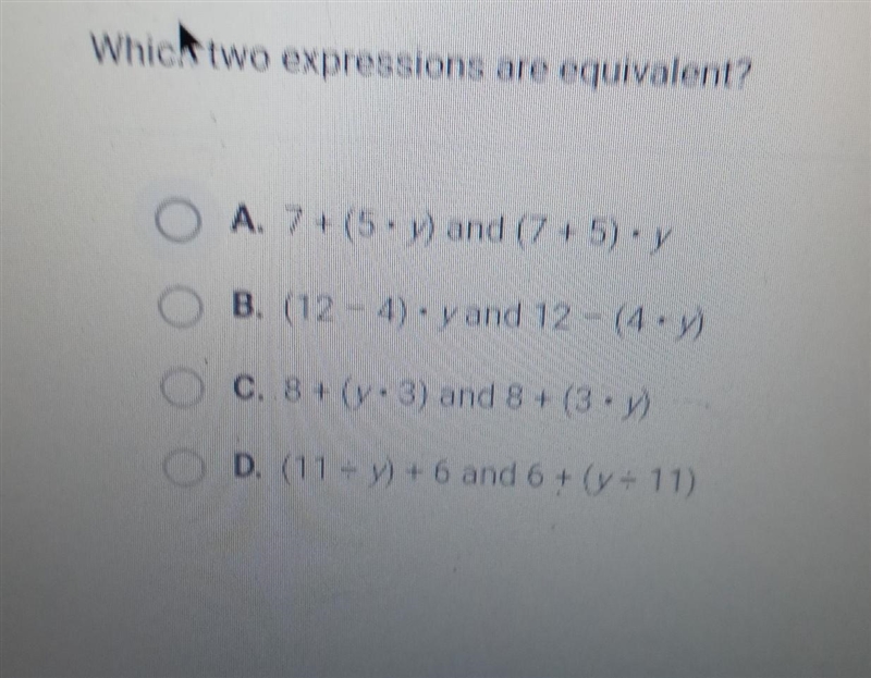 Which two expressions are equivalent.​-example-1