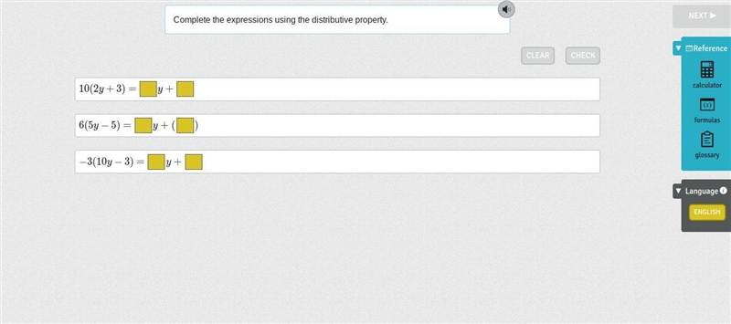 Complete the expressions using the distrbutive property.-example-1