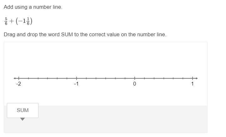 Add using a number line. 56+(−116) Drag and drop the word SUM to the correct value-example-1