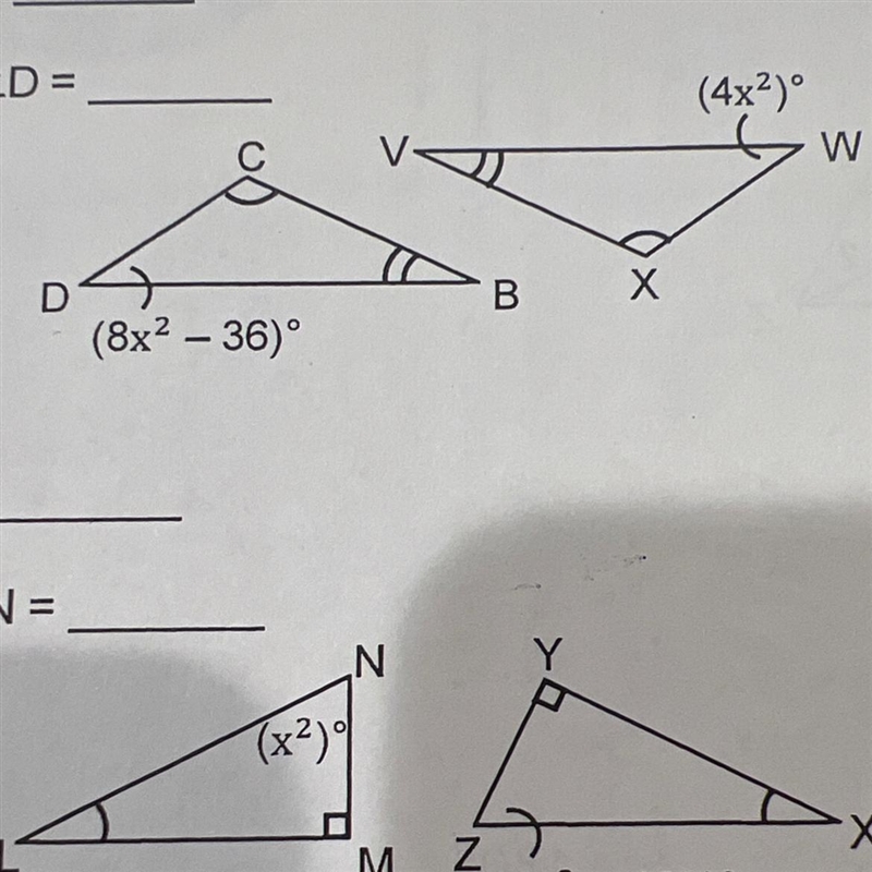 Third angles theorem find the x! I truly don’t understand how to find it with exponents-example-1