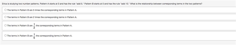 Erica is studying two number patterns. Pattern A starts at 0 and has the rule &quot-example-1