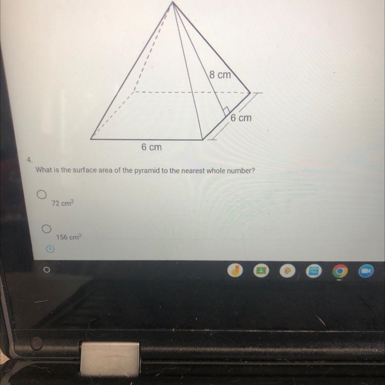 2 cm²6 cm728 cm4.What is the surface area of the pyramid to the nearest whole number-example-1