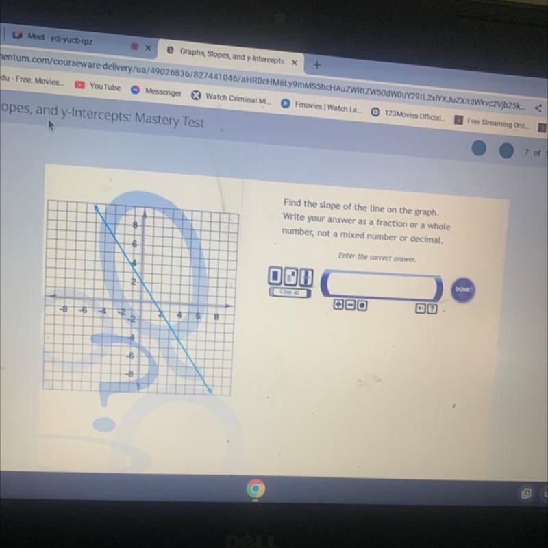 Find the slope of the line on the graph. Write your answer as a fraction or a whole-example-1