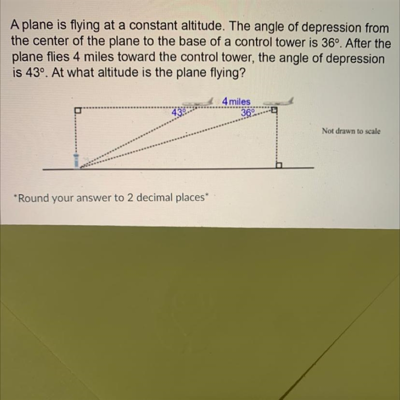 A plane is flying at a constant altitude. The angle of depression from the center-example-1