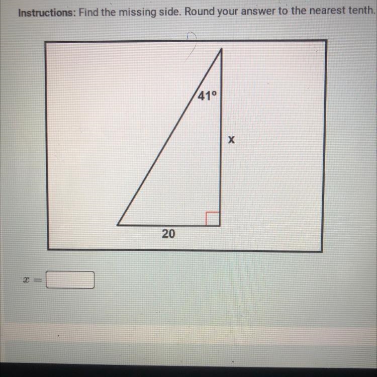 Find the missing side round your answers to the nearest tenth-example-1