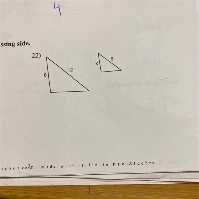 Each pair of figures is similar. Find the missing side.-example-1