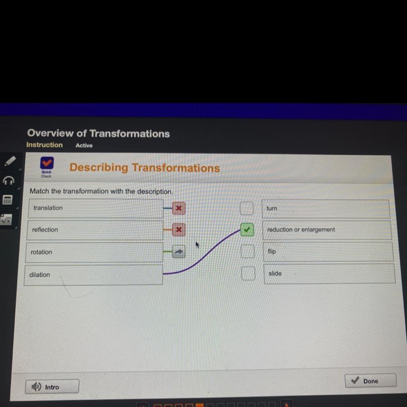 Match the transformation with the description.-example-1