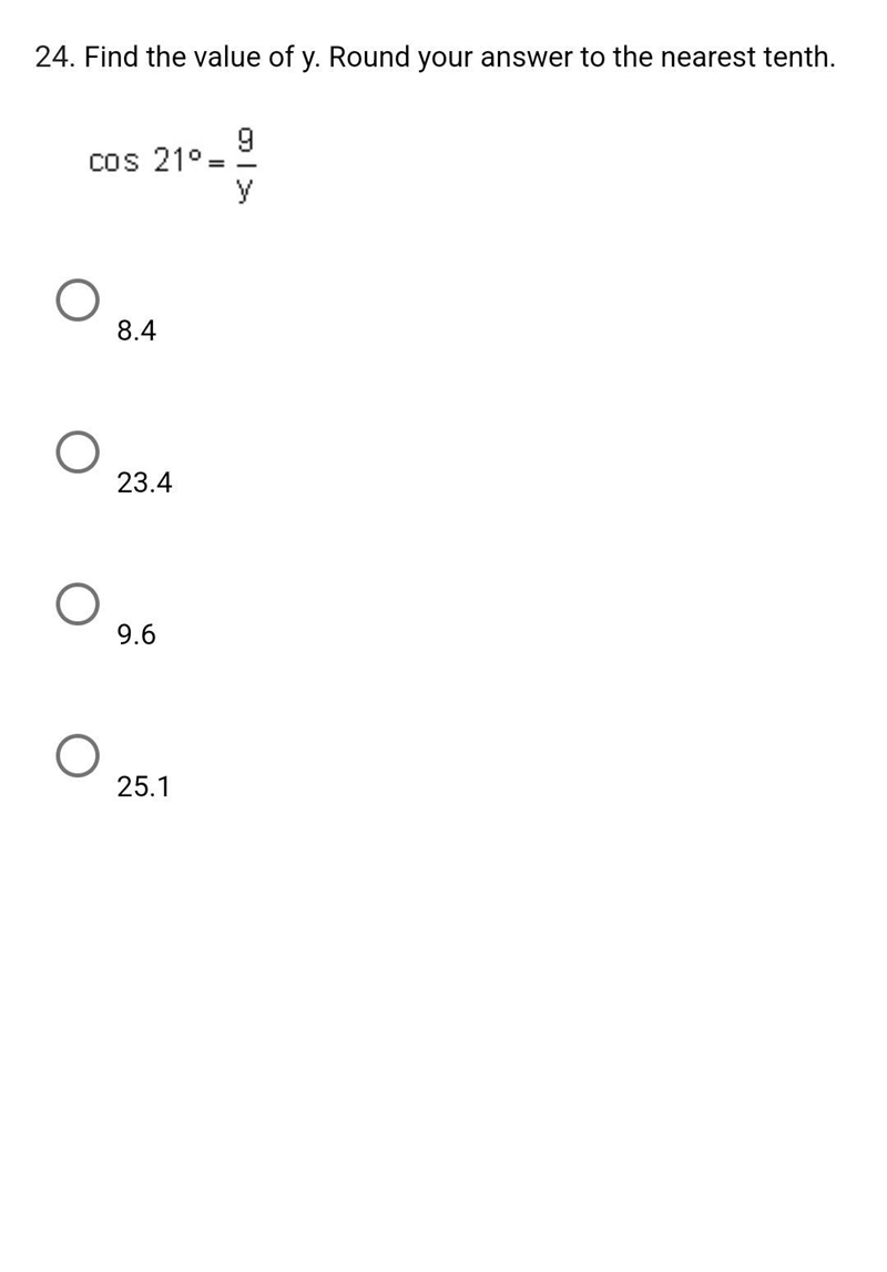 Find the value of y. Round your answer to the nearest tenth.-example-1