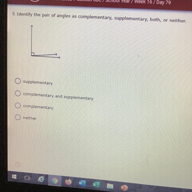 Identify the pair of angles as complementary supplementary both or neither-example-1