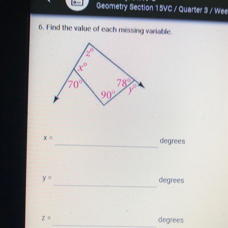 Find the value of each missing variable-example-1