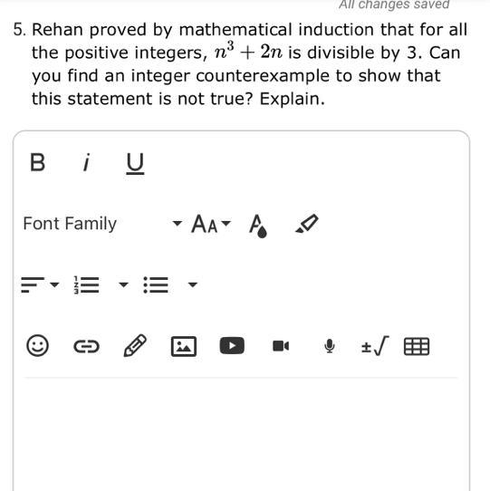 HELP Rehan proved by mathematical induction that for all the positive integers, n-example-1