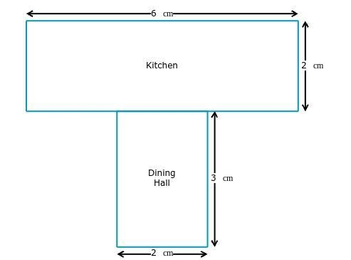 A scale drawing for a restaurant is shown below. In the drawing,1 cm represents 4m-example-1