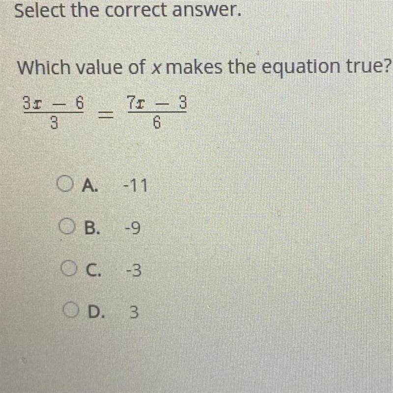 Select the correct answer.Which value of x makes the equation true?326=71 - 363OA-example-1