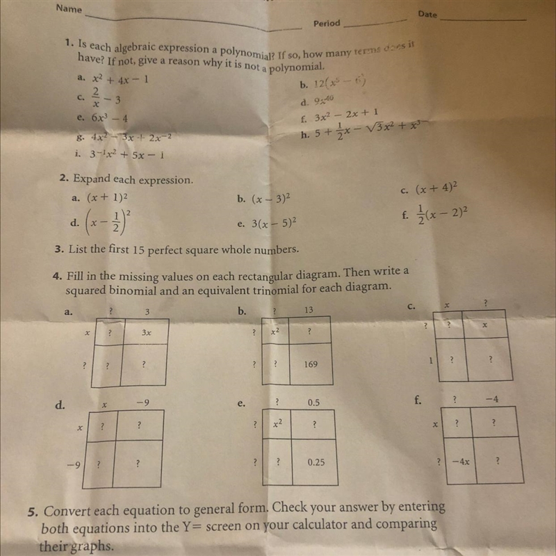 Period1. Is each algebraic expression a polynomial? If so, how many termshave? If-example-1