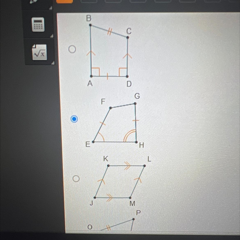 Which quadrilateral is trapezoid?-example-1