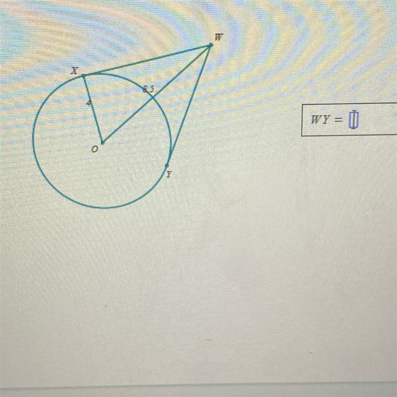 In the figure below, the segments WX and W Y are tangent to the circle centered at-example-1