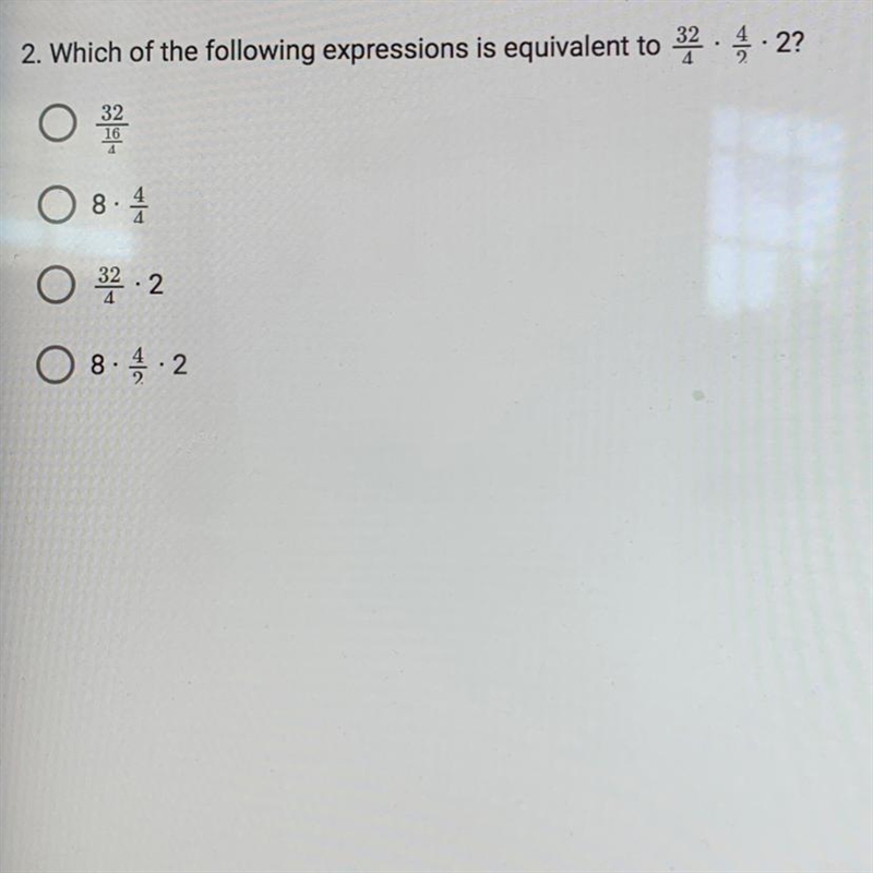 2. Which of the following expressions is equivalent to 322? 01 08.1/1 032.2 08-2-example-1