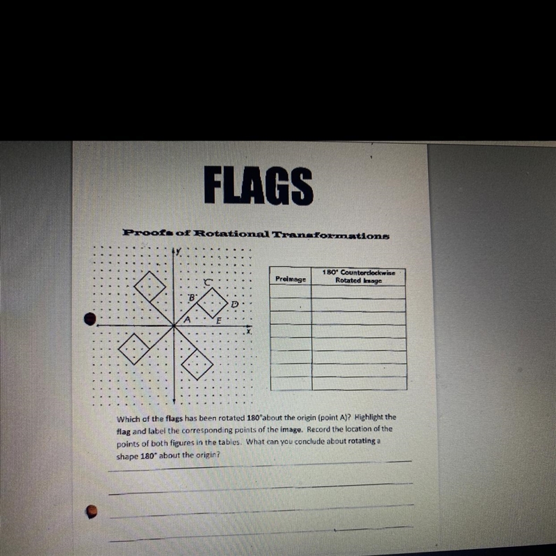 Which of the flags has been rotated 180 degrees about the origin ( point) A ? The-example-1