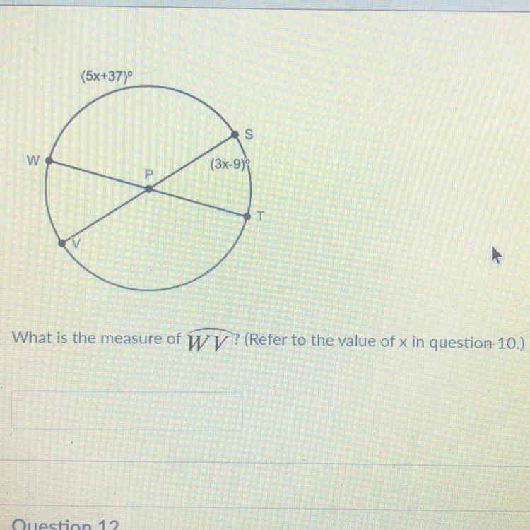 What is the measure of WV (Value of x is 19)-example-1