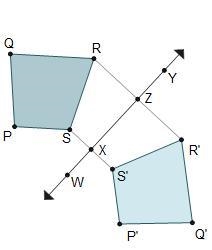 The image of trapezoid PQRS after a reflection across Line W Y is trapezoid P'Q'R-example-1