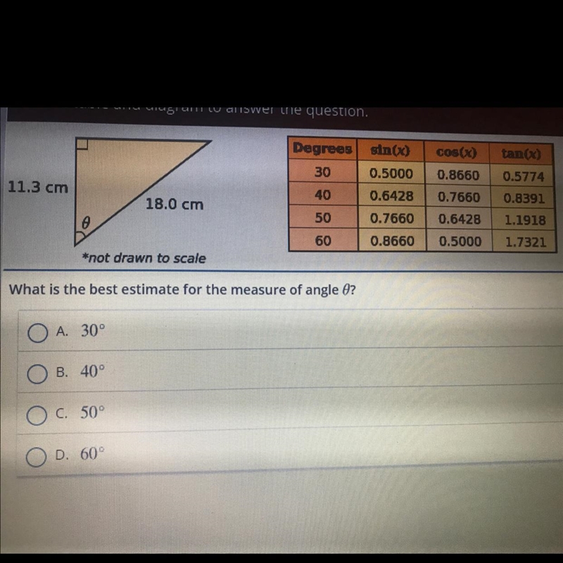 A. 30° B. 40° C. 50 D. 60° pls help-example-1