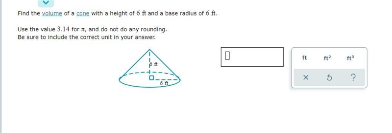 Find the volume of the cone-example-1