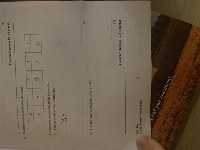 Y is inversely proportional to the square of x find an equation for y in terms of-example-1