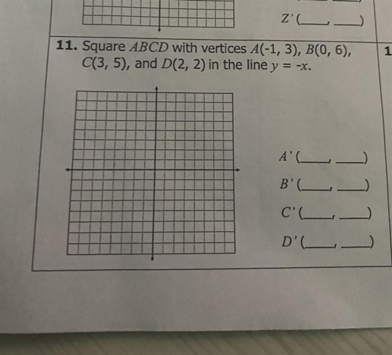 Please find the coordinates and also reflect the points on the axis’s, and please-example-1