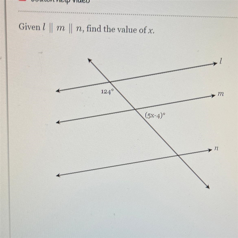 Find the value of x. 124° (5x-4)°-example-1