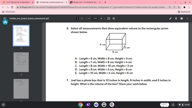 Select all measurements that show equivalent volume to the rectangular prism shown-example-1