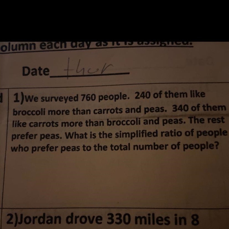 1)we surveyed 760 people. 240 of them like broccoli more than carrots and peas. 340 of-example-1