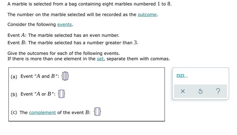 Give the outcomes for each of the following events.-example-1