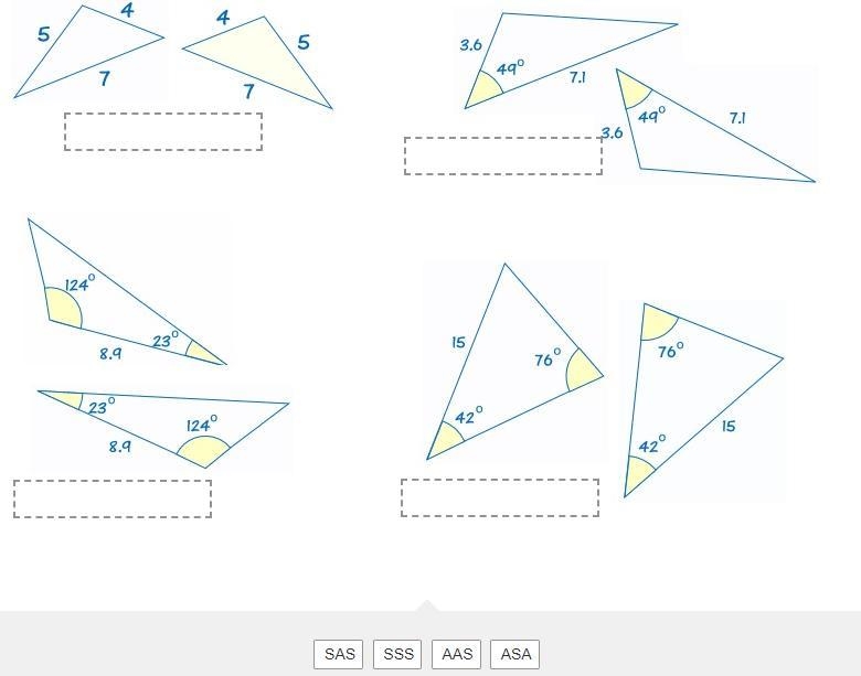 HELP PLEASE 30 POINTS Match the Congruence Theorem that describes how the two triangles-example-1