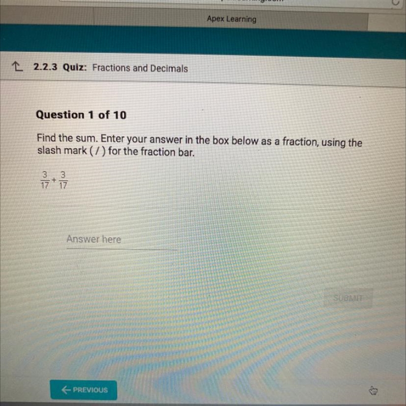 Find the sum. Enter your answer in the box below as a fraction, using the slash mark-example-1