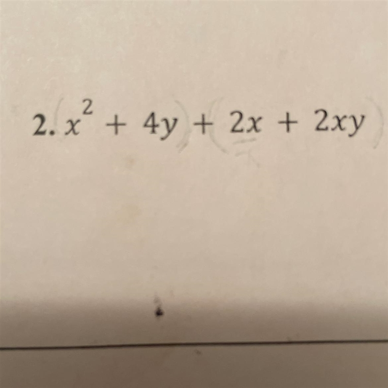 Factoring by grouping x^2 + 4y + 2x + 2xy pls explain with work too!!!-example-1