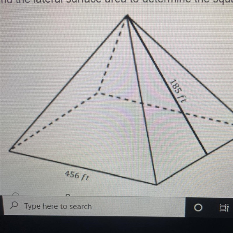 HELP PLEASE!) A square pyramid has surface that is covered in dark glass. The sides-example-1