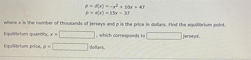 The demand and supply functions for football jerseys are:See photo-example-1