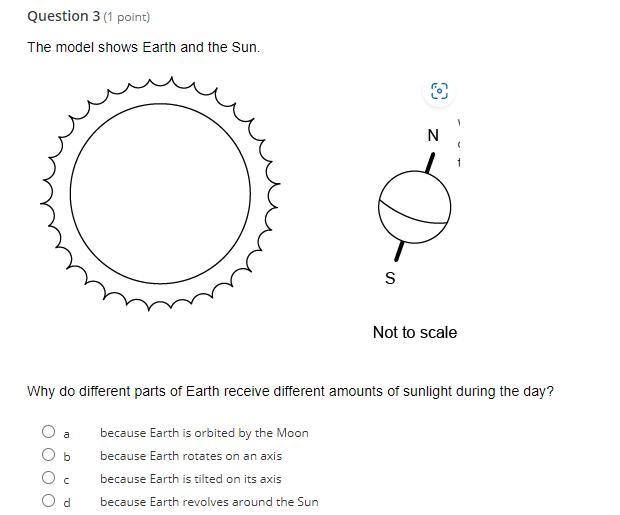 Someone please help! The model shows Earth and the Sun. (picture below) Why do different-example-1