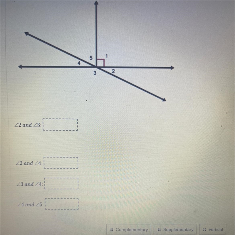 Look at the angles in the diagram.Classify each pair of the angles given Below-example-1