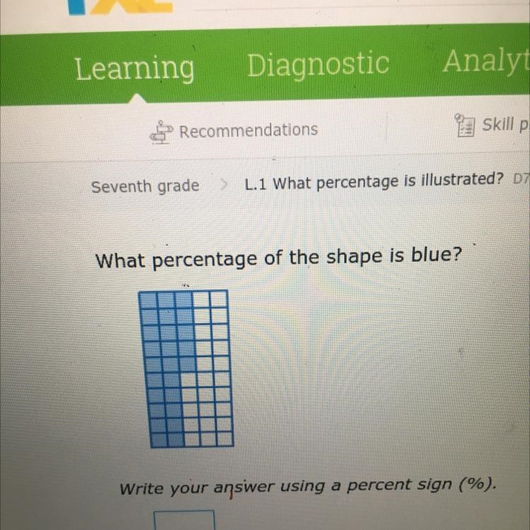 What percentage of the the shape is blue?-example-1