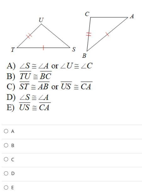 State what additional information is required in order to know that the triangles-example-1