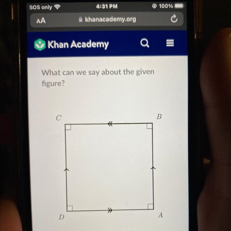 What can we say about the given figure? A - CD = AD B - AB = AD C - AD = BC D - AB-example-1