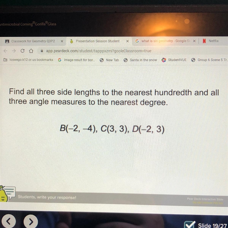 Find all three side lengths to the nearest hundredth and allthree angle measures to-example-1