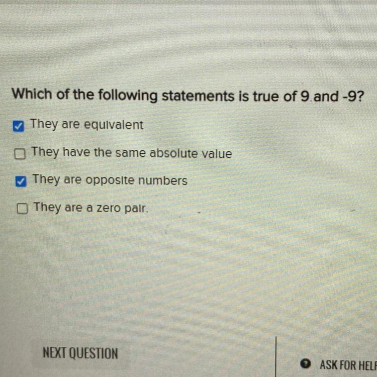 Which of the following statements is true of 9 and -9?-example-1