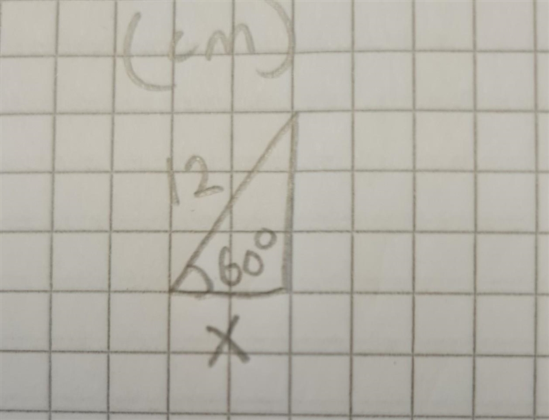 How do I solve? Angle is 60° Bottom is X Top is 12 (cm)​-example-1