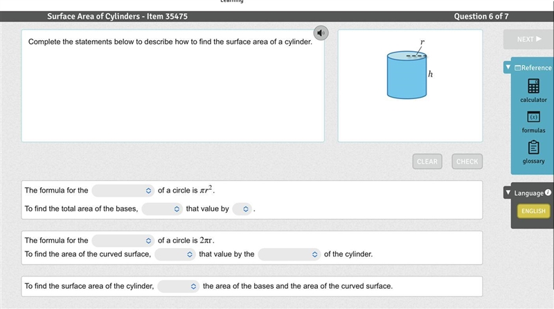 Please complete the statements below to describe how to find the surface area of a-example-1